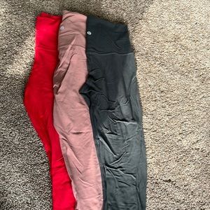 Three pairs Lulu Align Leggings SZ 6 Used.